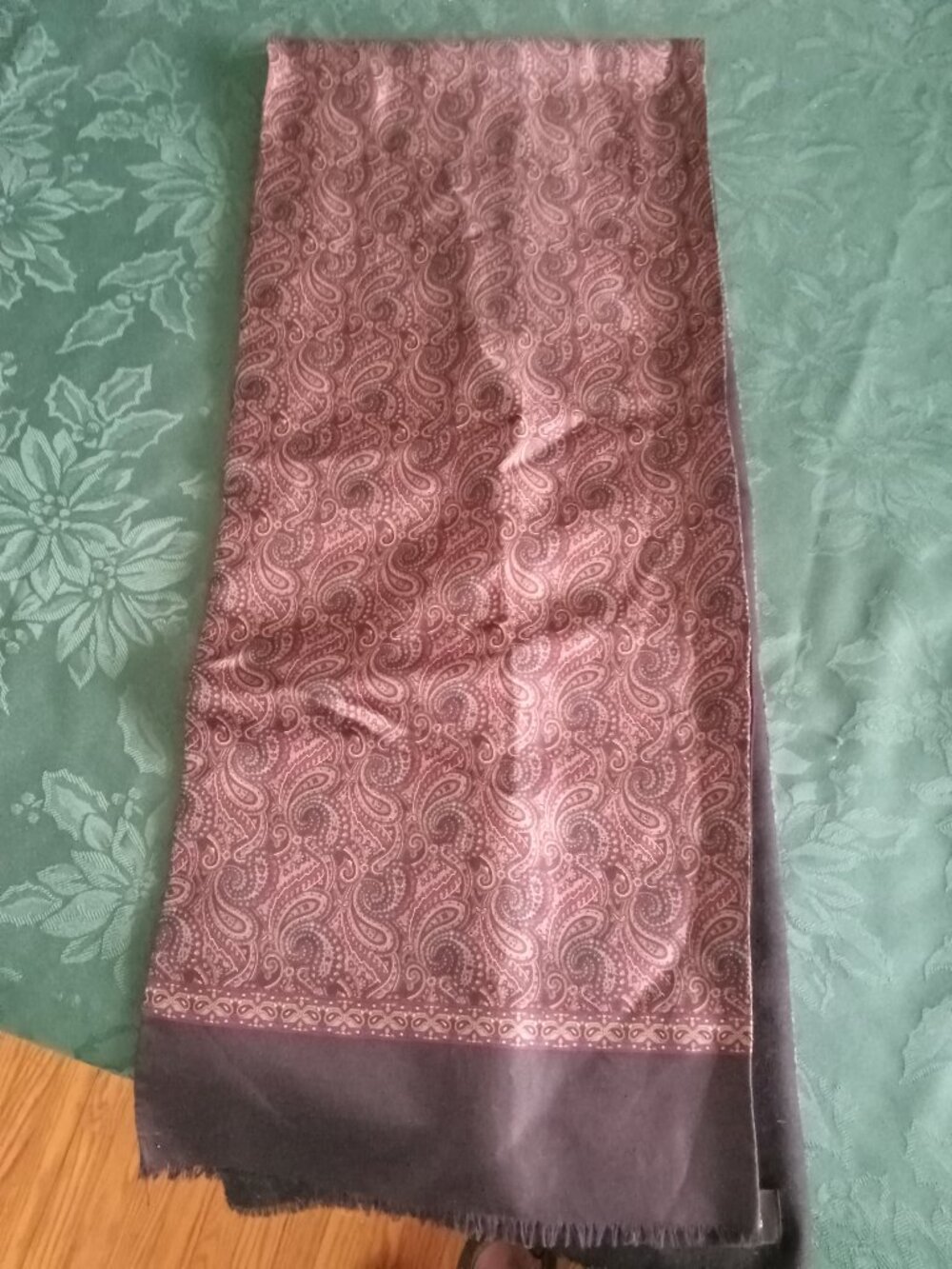 Collection European 100% Italian silk paisley scarf with fringe like new